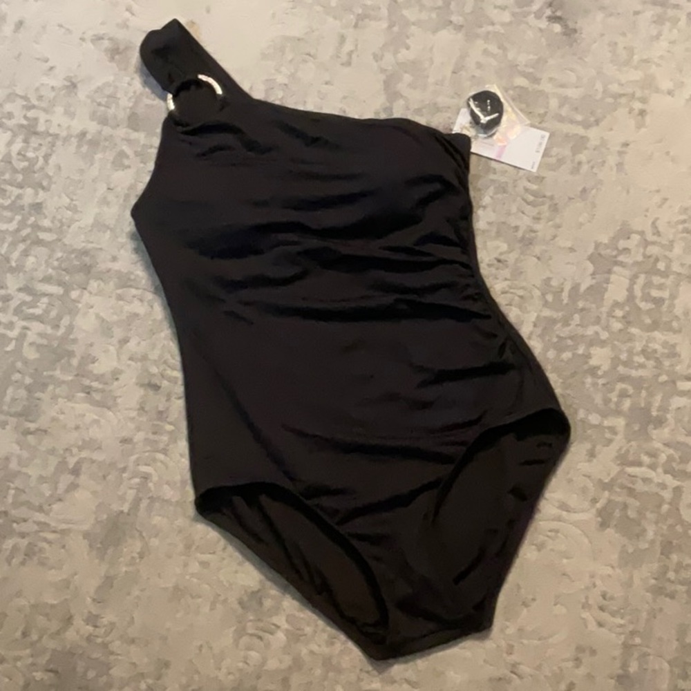 Michael Kors one shoulder black swimsuit NWT